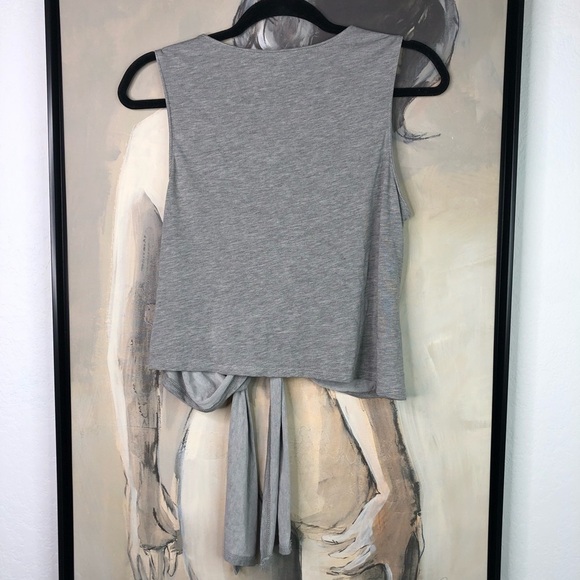 ASTR the Label Gray Cropped Gathered Tie Tank Top - Picture 4 of 5